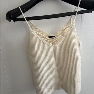 American Eagle Outfitters Cream Ribbed Camisole